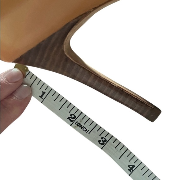 Ann Taylor camel brown buttery leather peep toe heels shoes size 9.5 - Picture 8 of 10